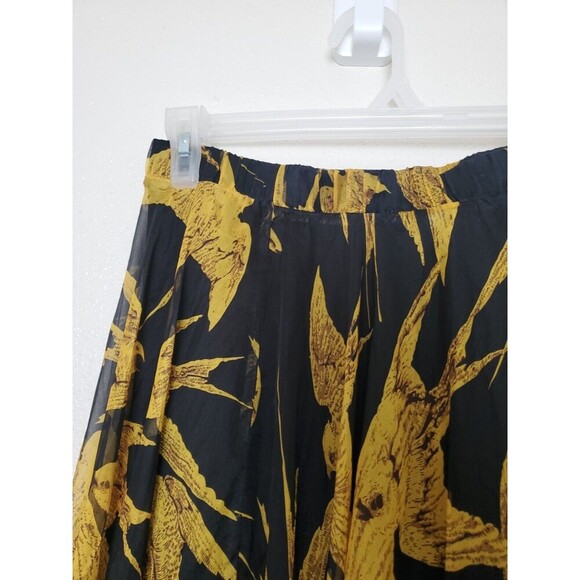 CHICKWISH Golden Swallows Birds All Over Print‎ Long Flare Skirt 45 Inches Long - Picture 8 of 16